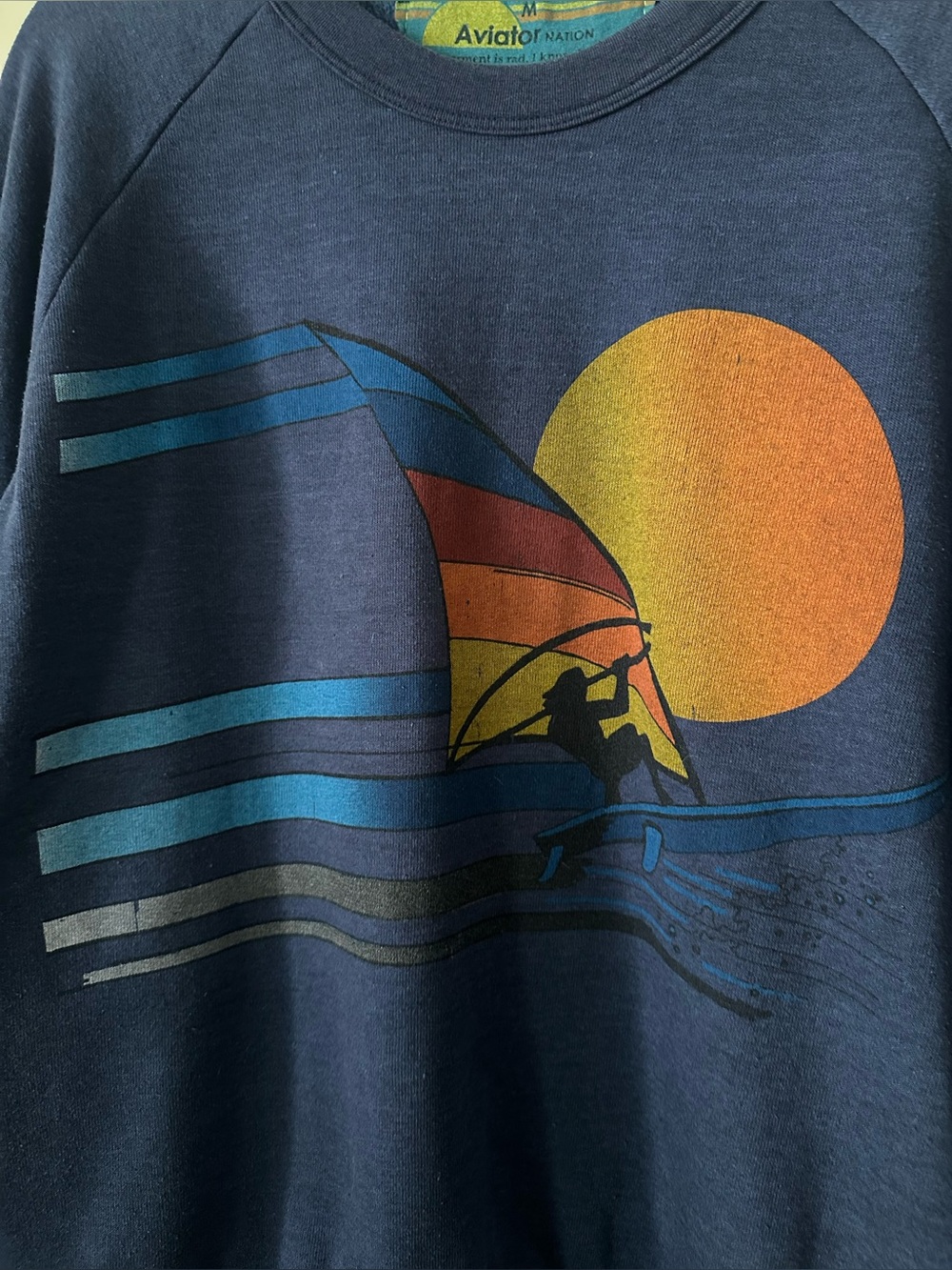 Aviator Nation Medium Surf Sunset Crewneck Sweatshirt Pockets Unisex - Picture 3 of 13